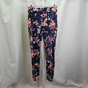 POP Fit Navy Blue Floral Stella Full Length Leggings Size XL